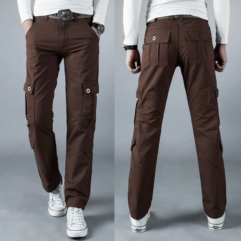 Street Fashion Harajuku - Celana kargo bersaku kasual warna polos