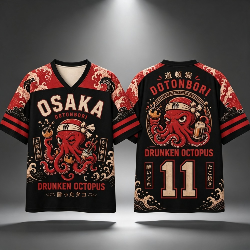 Street Fashion Osaka - Kaos Pria Osaka Drunken Octopus Takoyaki
