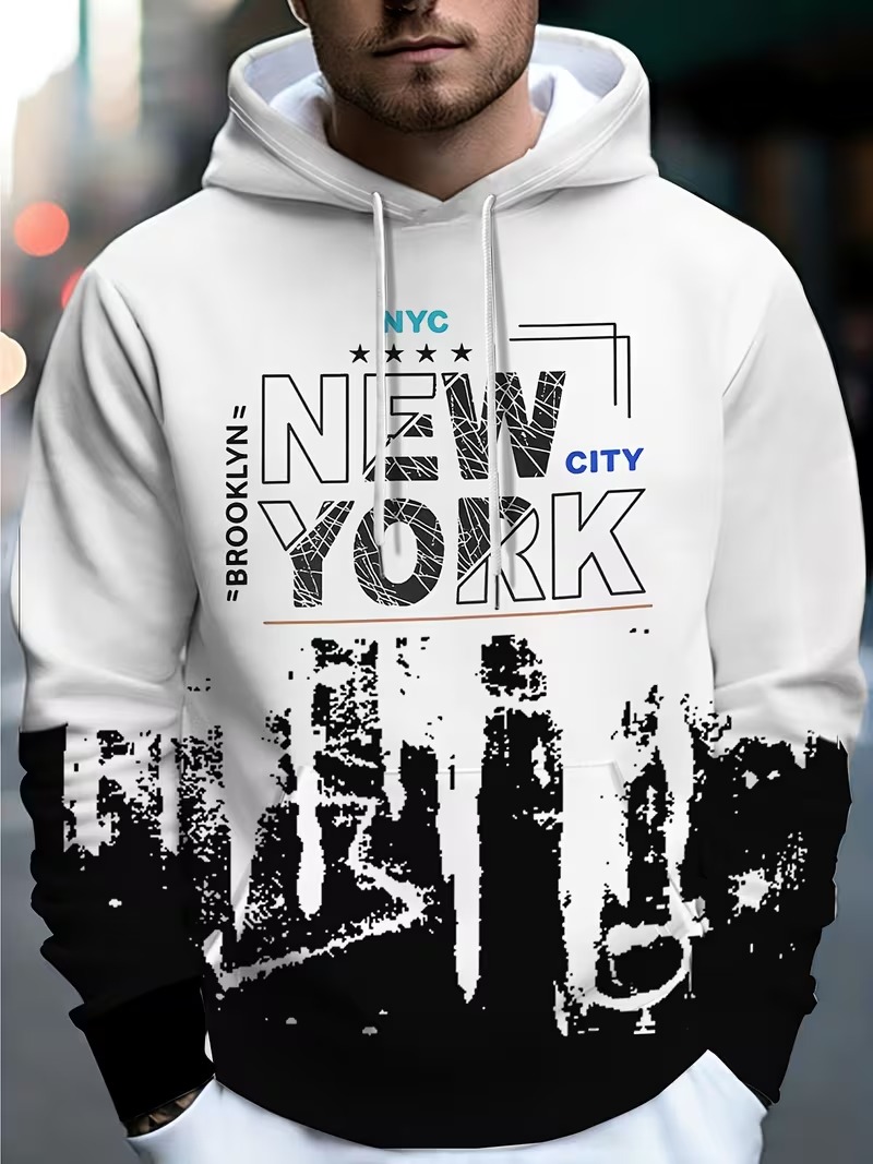 Street Style New York Fashion - Hoodie Pria New York Motif Huruf