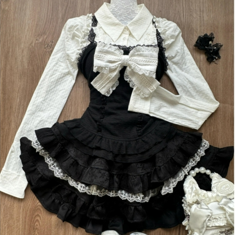 Street Fashion Harajuku - Y2k Set 3 potong gaya Lolita