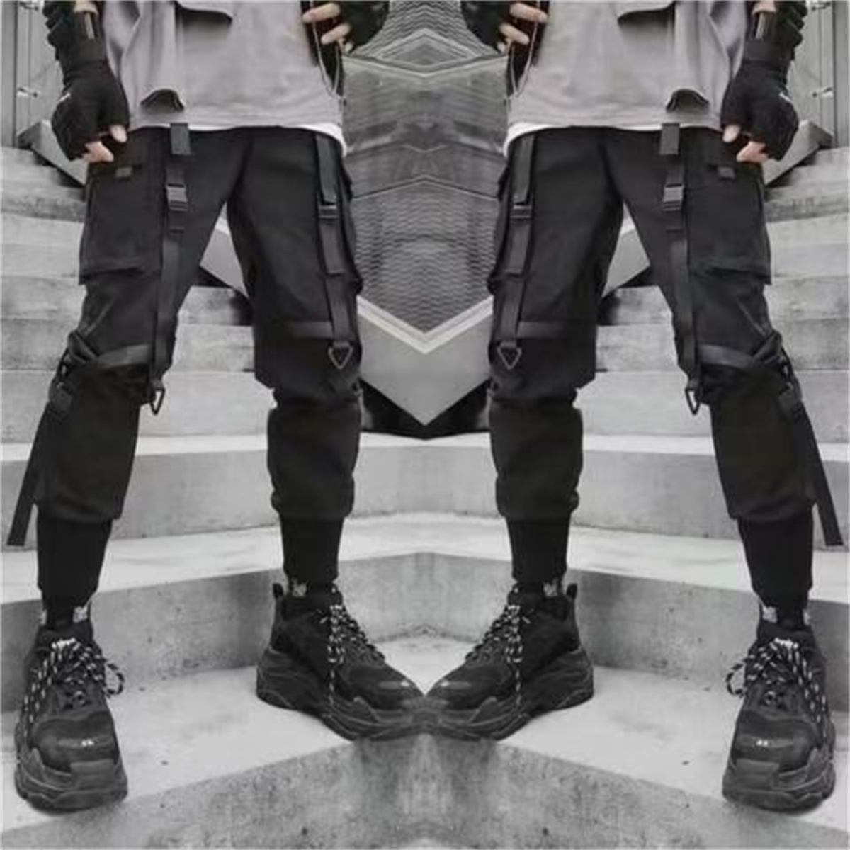 Techwear Pants Tactical - Celana Kargo Pria Techwear Fashion Harajuku