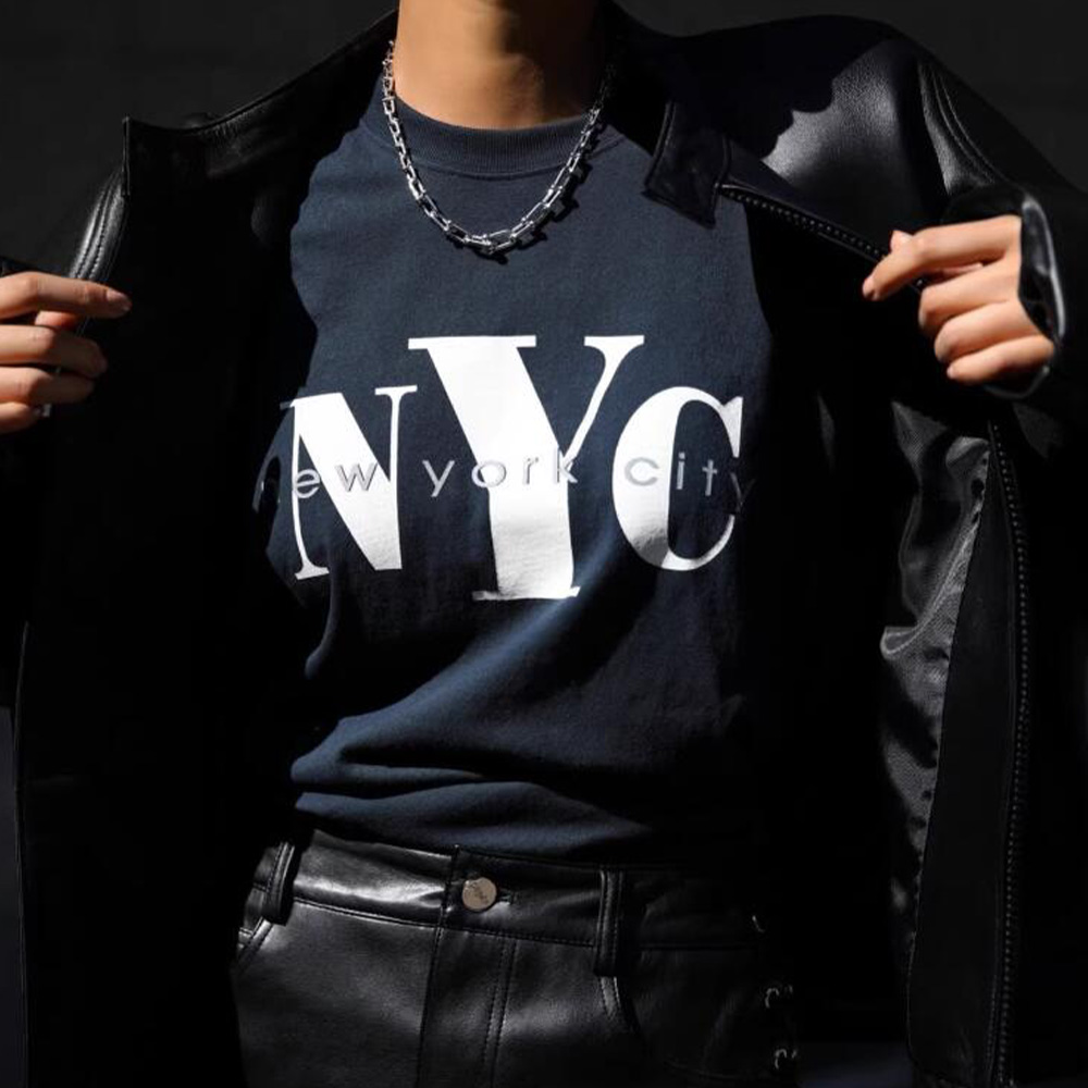 Street Style New York Fashion - Kaus wanita lengan pendek, Kaus katun