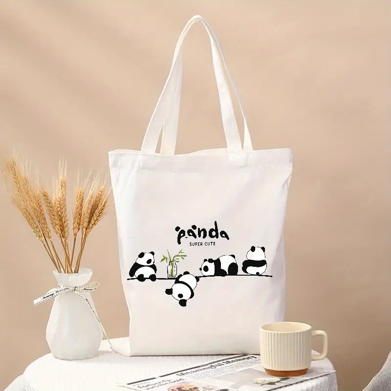 Tote Bag Canvas Print - Tas Tote Kanvas Motif Panda Lucu