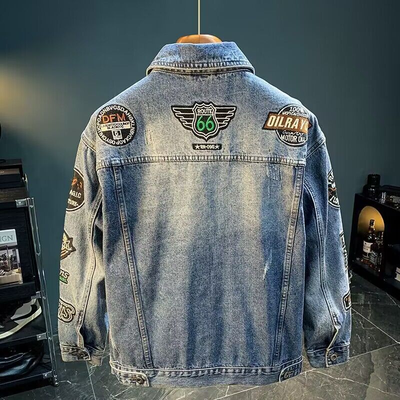 Jaket Denim Bordir High Street - Street Fashion Jacket Men ulasan dan harga