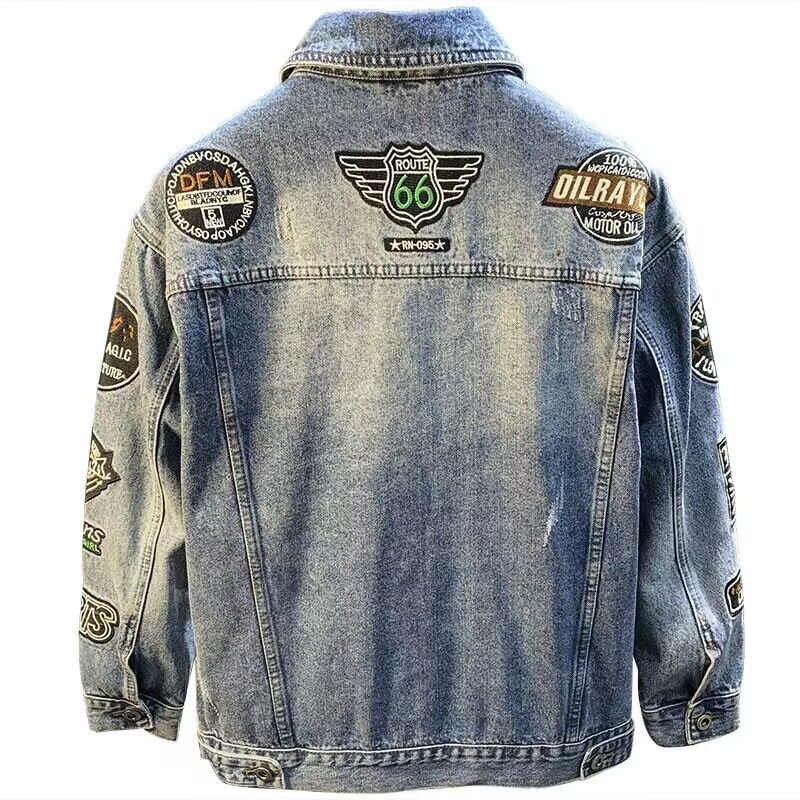 Jaket Denim Bordir High Street - Street Fashion Jacket Men ulasan dan harga