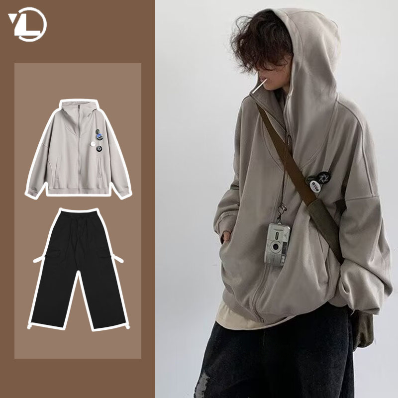 Setelan jaket Hoodie ritsletin - Street Fashion Jacket Men ulasan dan harga