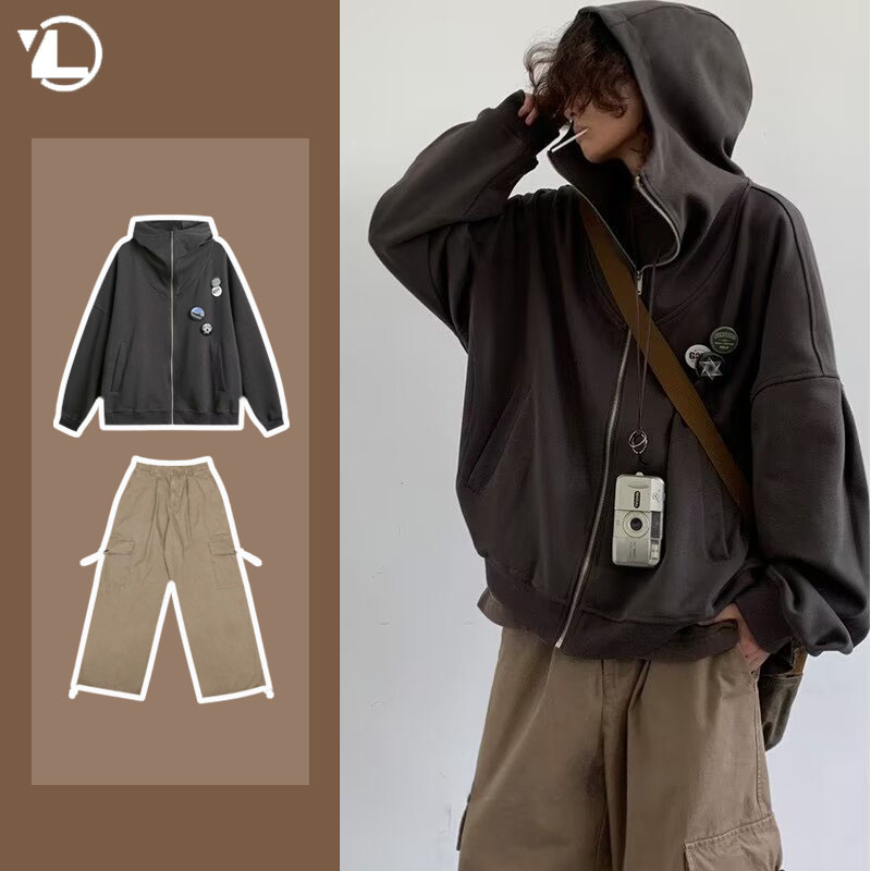 Setelan jaket Hoodie ritsletin - Street Fashion Jacket Men ulasan dan harga