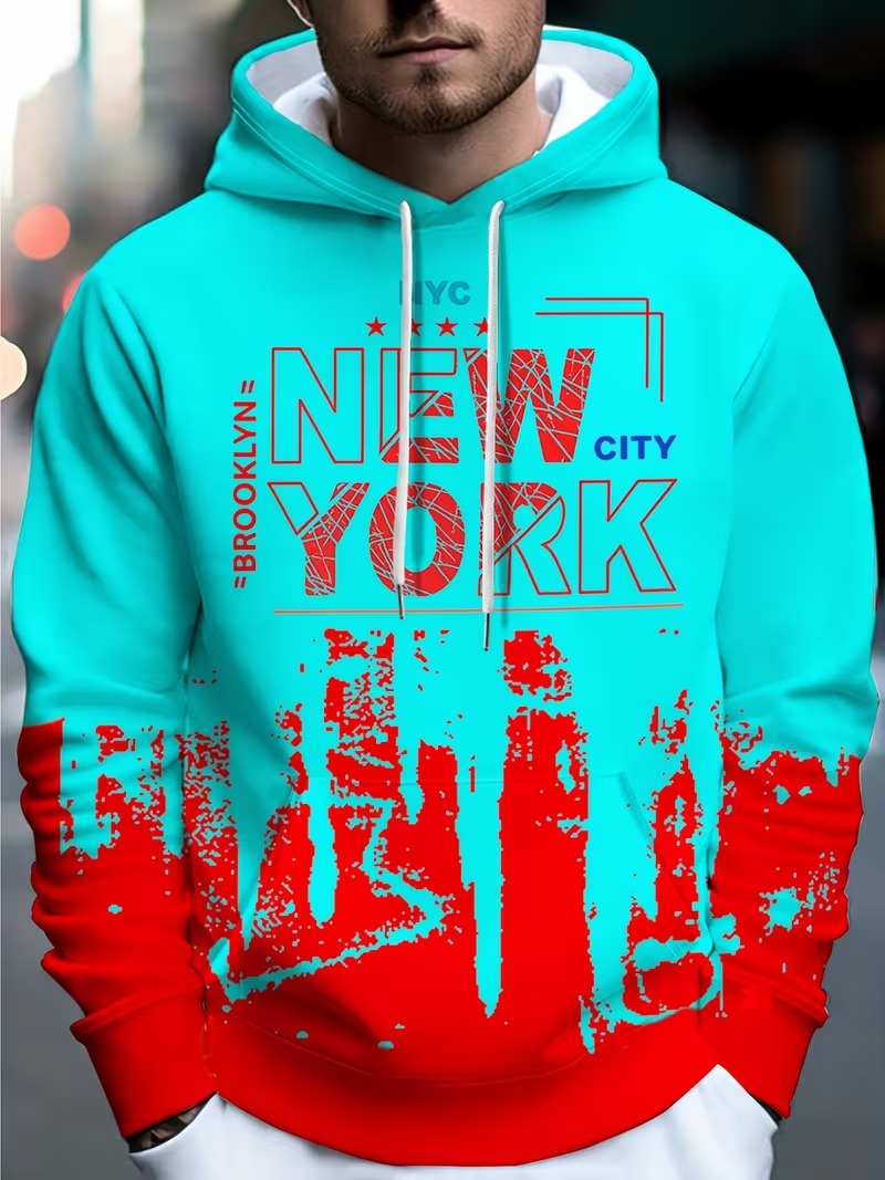 Hoodie Pria New York Motif Hur - Street Style New York Fashion ulasan dan harga