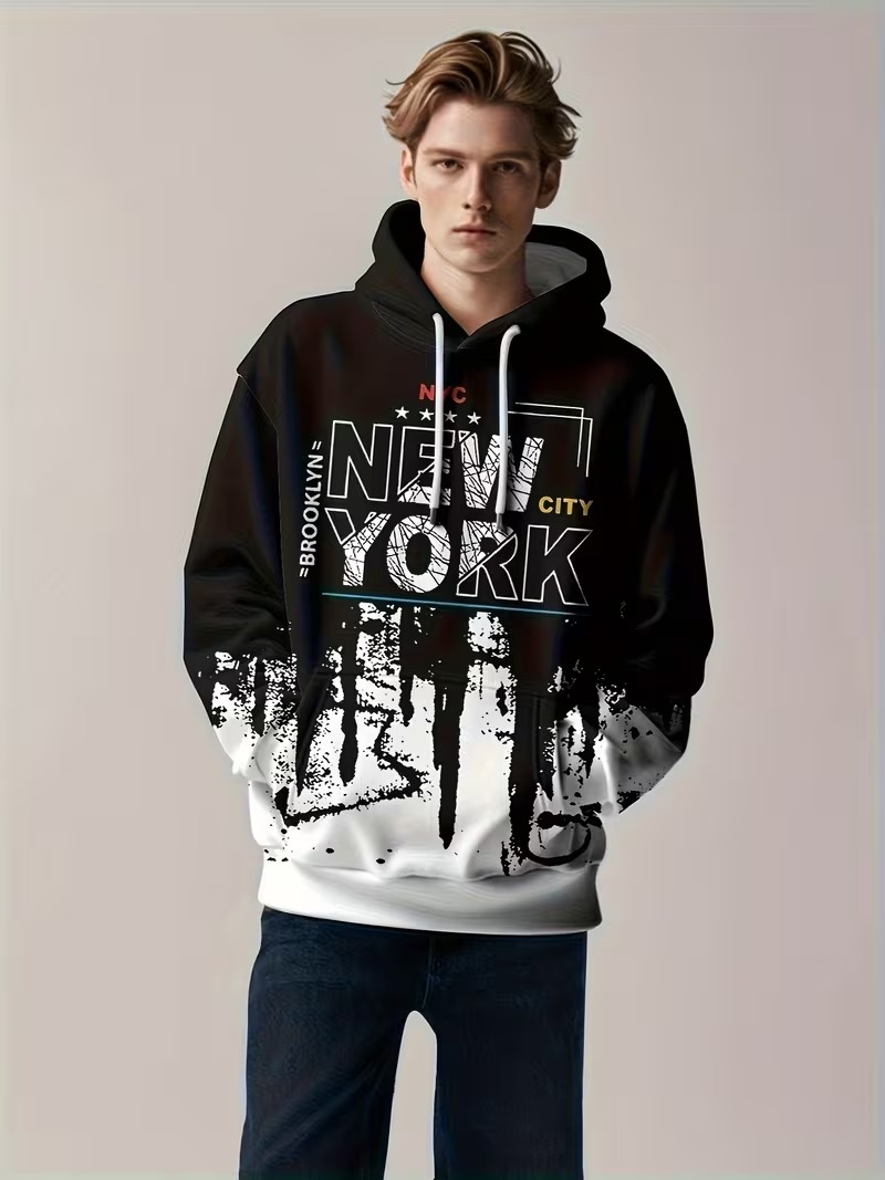 Hoodie Pria New York Motif Hur - Street Style New York Fashion ulasan dan harga