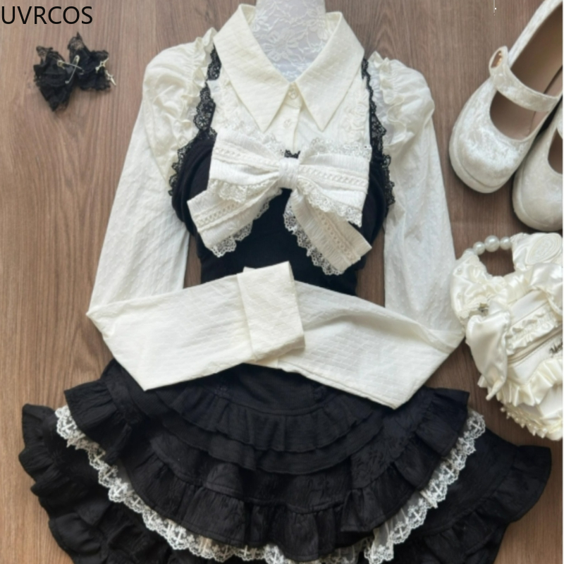 Y2k Set 3 potong gaya Lolita e - Street Fashion Harajuku ulasan dan harga