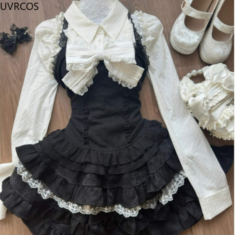 Y2k Set 3 potong gaya Lolita e - Street Fashion Harajuku ulasan dan harga