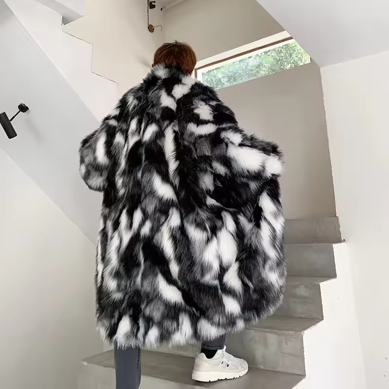 Mantel Bulu Palsu Panjang Hip  - Street Fashion Jacket Men ulasan dan harga