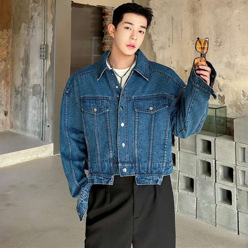 LUZHEN Jaket Pendek Denim Kepr - Street Fashion Jacket Men ulasan dan harga