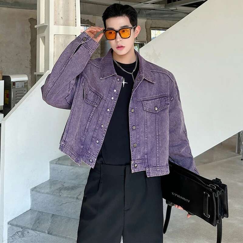 LUZHEN Jaket Pendek Denim Kepr - Street Fashion Jacket Men ulasan dan harga