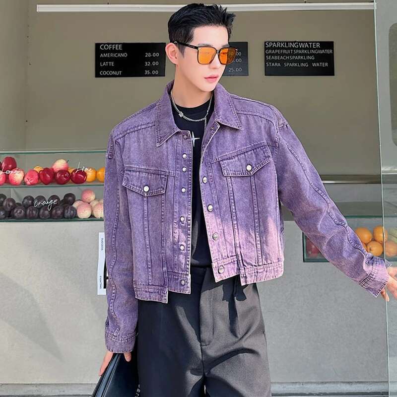 LUZHEN Jaket Pendek Denim Kepr - Street Fashion Jacket Men ulasan dan harga