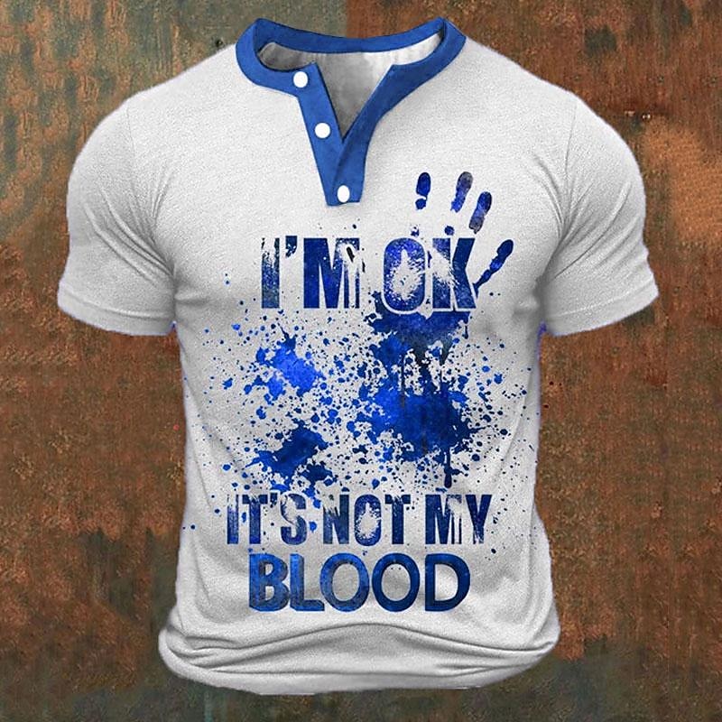 Kaos Henley Pria Cetak Huruf 3 - Street Fashion Clothing ulasan dan harga