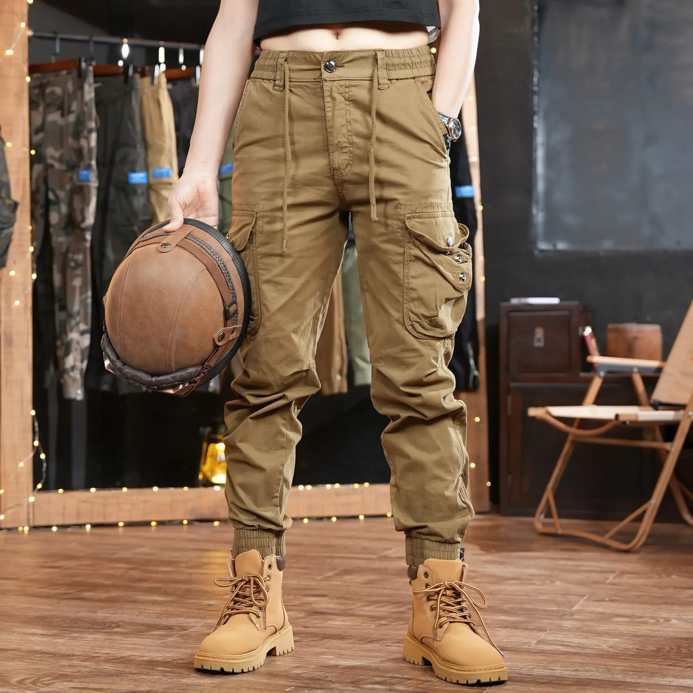 Celana panjang kargo pria, cel - Street Fashion Harajuku ulasan dan harga